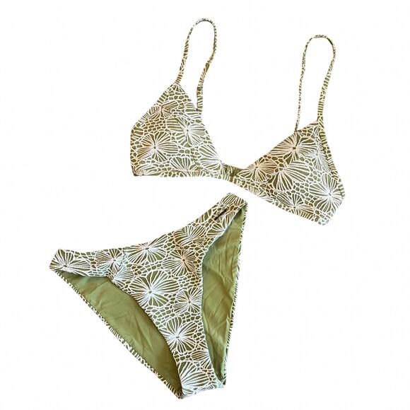 Blackbough Kate Sage Jacquard Bikini Set Small Triangle Top Cheeky Bottoms - Picture 2 of 6